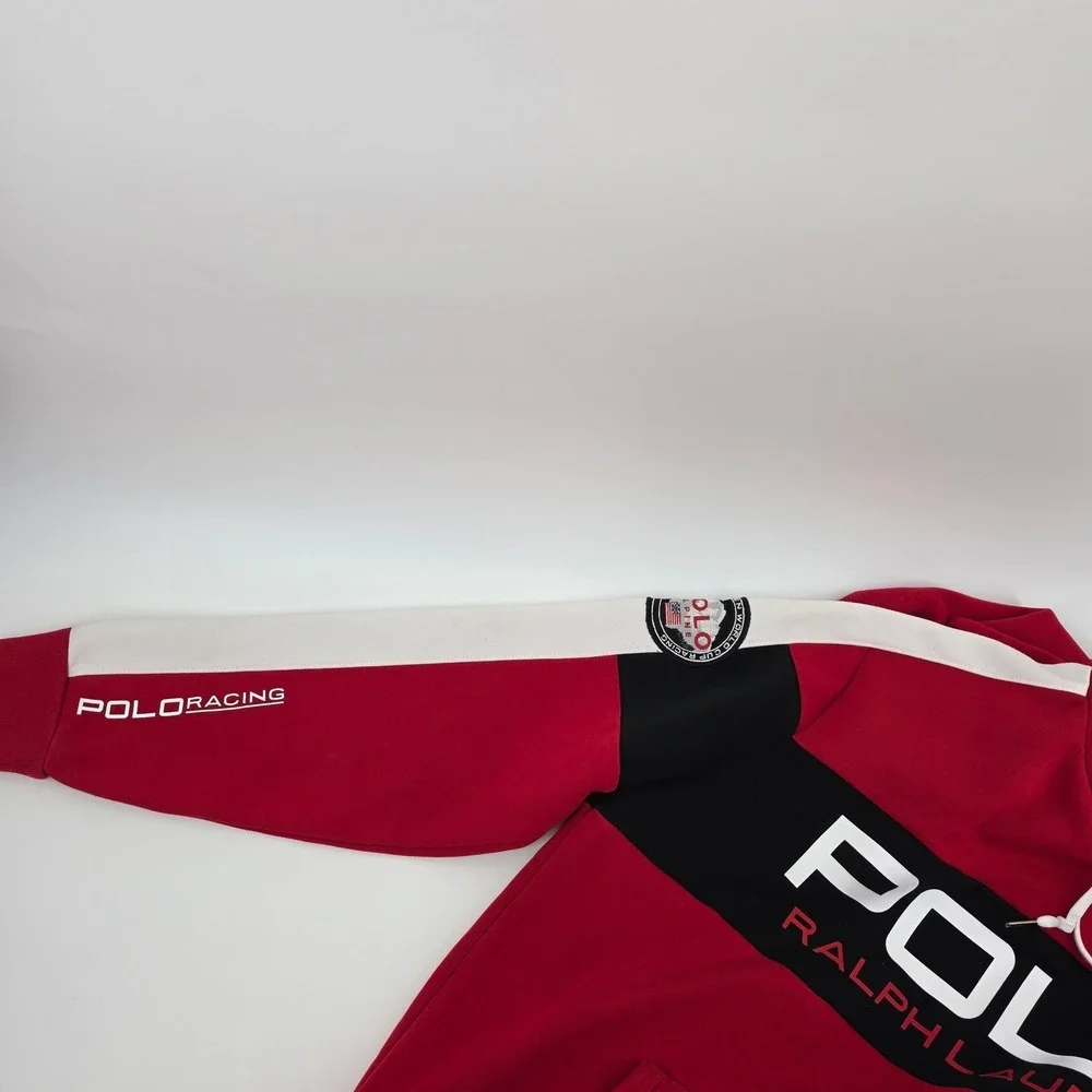 Polo Ralph Lauren Mens Red Racing Colorblock Hoodie World Cup Alpine Size Med